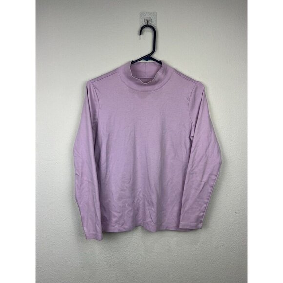 L.L. Bean Tops - LL Bean Womens Purple Turtleneck Mock Long Sleeve Cotton Pullover Size Small